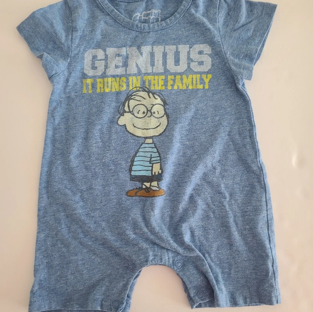 Peanuts Baby Boy Romper One Piece Size 9 Months